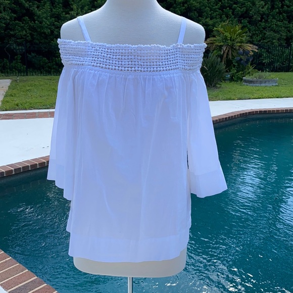 Bass off the shoulder white 3/4 sleeve top